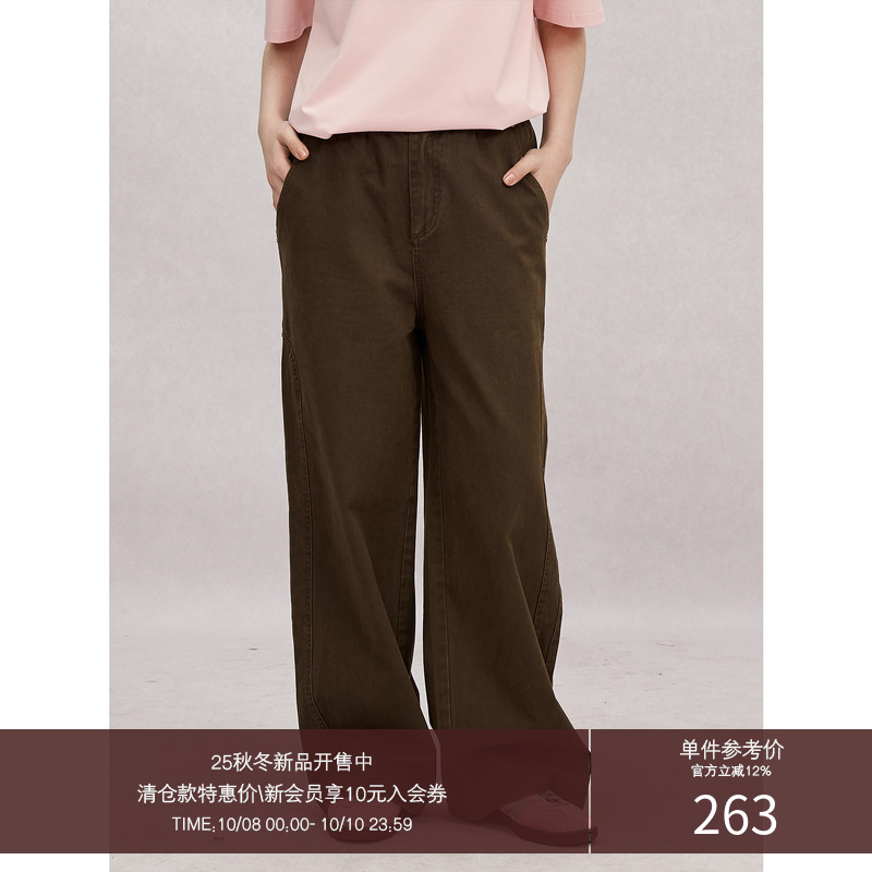 LR MADE 25SS 裤侧弧形破缝 哑光铆钉 洗旧褪色 宽松直筒纯棉长裤