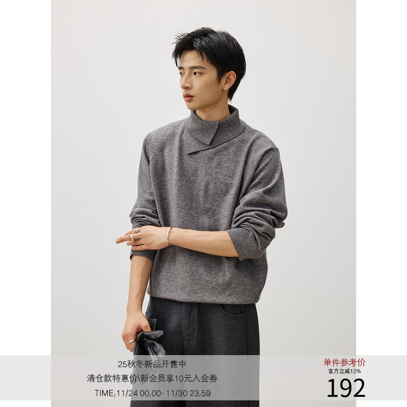 LR MADE 25AW 异形立翻双层领 保暖羊毛 长袖打底高领毛衣针织衫