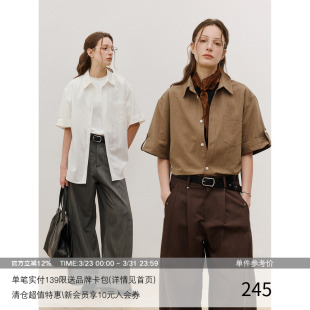 翻折袖 口袢扣 衬衫 MADE 短袖 26SS 复古工装 莱赛尔亚麻混纺