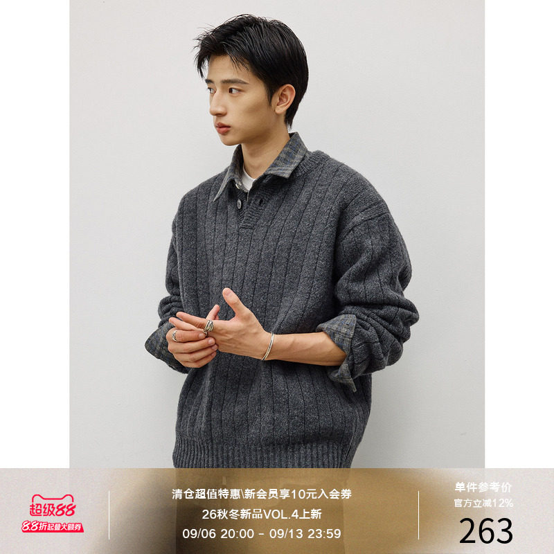 LR MADE 经典亨利领 重磅羊驼毛感 慵懒保暖套头毛衣针织衫