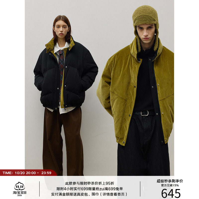 LR MADE 双面穿 Teflon™三防&灯芯绒 90白鸭绒羽绒服外套