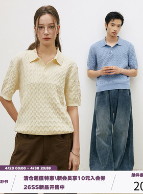 LR MADE 26SS 绞花肌理纹 复古老钱 蚕丝羊毛针织套头短袖POLO衫