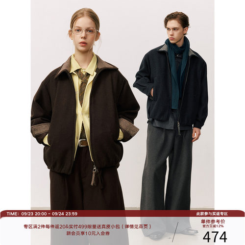LR MADE 26AW 千鸟格拼接 重磅呢感羊毛 复古气球服 保暖外套夹克
