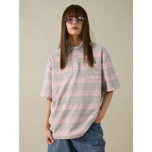 LRMADE24SS古着感条纹POLO衫