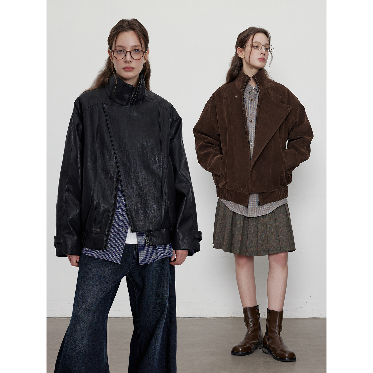 LR MADE 25AW 不对称活片门档 单面植绒/金属丝PU皮 复古夹克外套