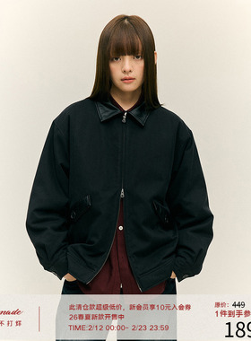 LR MADE 24AW 同色系撞色拼接皮领袋盖 压线结构夹棉保暖外套夹克