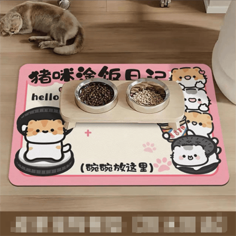 卡通可爱猫咪宠物碗垫硅藻泥