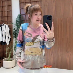 T恤大码 妃儿红6097夏季 新款 欧货减龄防晒轻薄长袖 胖妹妹上衣 女装