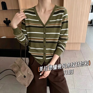 妃儿红7189秋季新款欧货针织衫开衫加大码女装胖妹妹显瘦百搭上衣