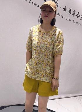 芮娜依莲5822夏季新款欧货短袖衫加大码女装胖妹妹宽松显瘦气质衫