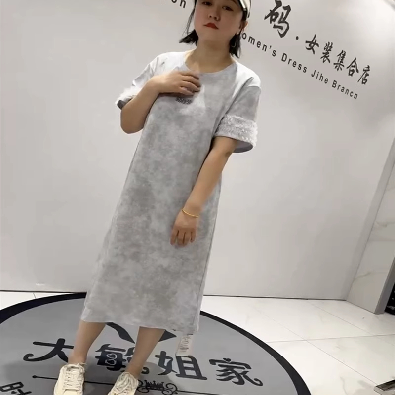 戛娜夏季新款大码显瘦短袖连衣裙