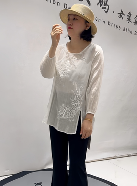 女权贵族夏季新款防晒袖苎麻衫女