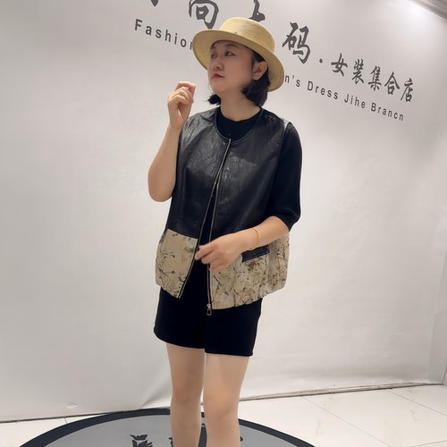 芮娜依莲秋季新款大码PU皮马甲女