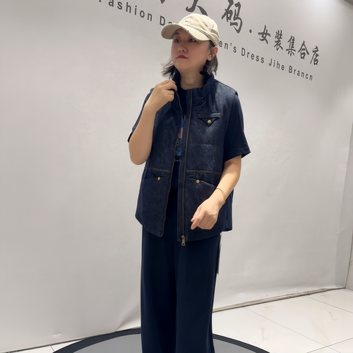 天娇一生水秋季新款薄棉牛仔马夹