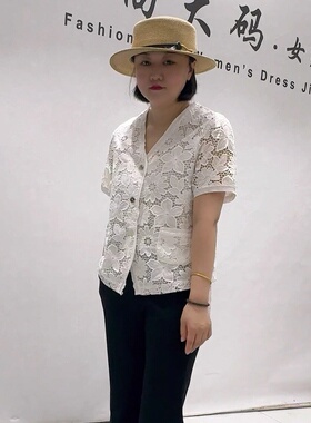 女权贵族31020夏季新款欧货短袖开衫大码女装胖妹妹百搭显瘦上衣