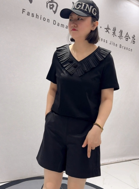 女权贵族3982夏季新款欧货气质短袖加大码女装胖妹妹百搭显瘦上衣