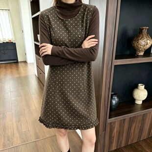 妃儿红7318秋冬新款欧货减龄两件套连衣裙加大码女装胖妹妹显瘦裙