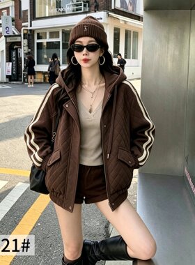 妃儿红秋冬新款大码薄棉服外套女