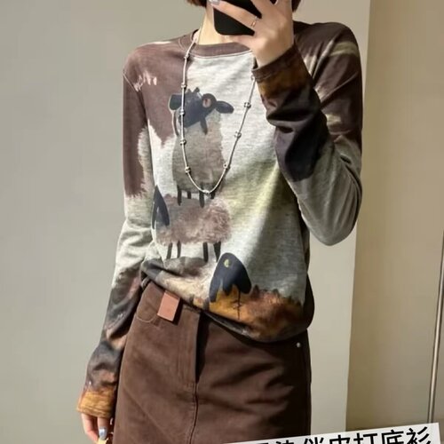 妃儿红秋季新款大码显瘦打底衫女