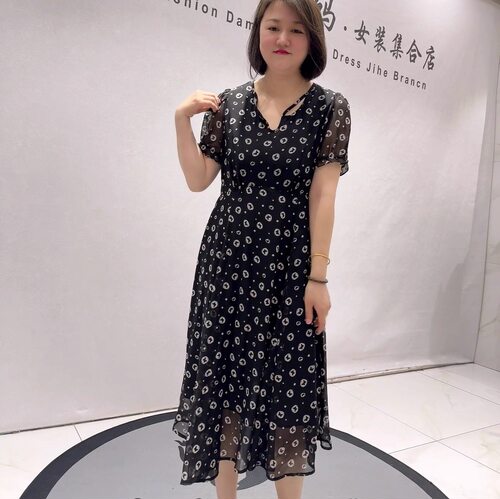 女权贵族夏季新款大码雪纺连衣裙