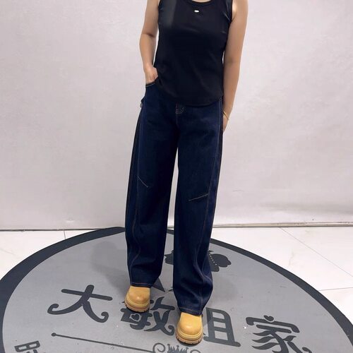 8998柏菲蒂秋季新款牛仔裤加大码女装胖妹妹松紧腰显瘦百搭弯刀裤