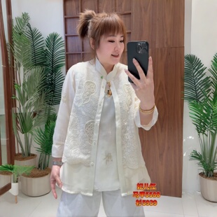 女装 妃儿红5588春季 蕾丝拼接马夹可叠穿两件套大码 欧货新中式 新款