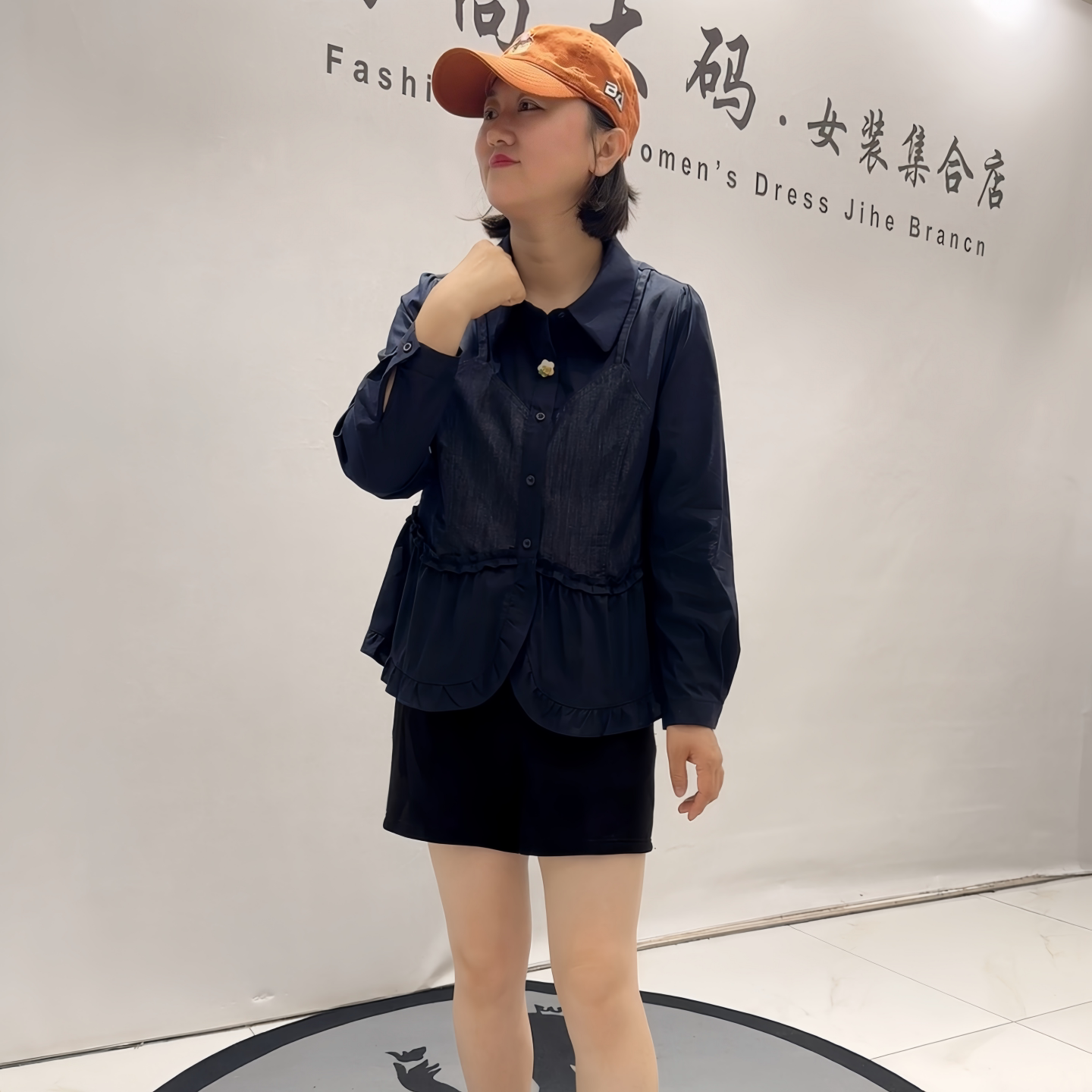 女权贵族6163初秋新款欧货拼牛仔长袖衬衫加大码女装胖妹妹上衣女