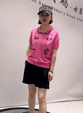 女权贵族3500春夏新款大码针织衫短袖加大码女装胖妹妹百搭开衫女