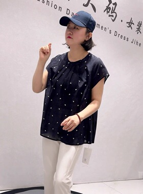 天骄一生水26337夏季新款欧货短袖加大码女装胖妹妹百搭显瘦上衣