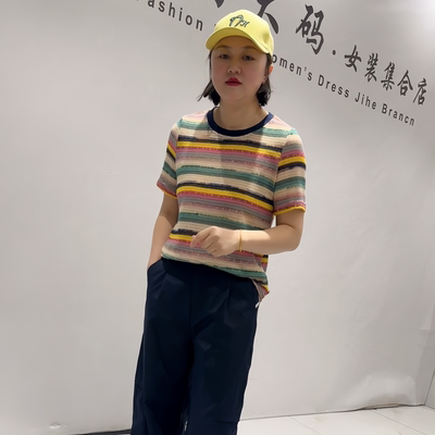 女权贵族夏季新款大码欧货条纹T