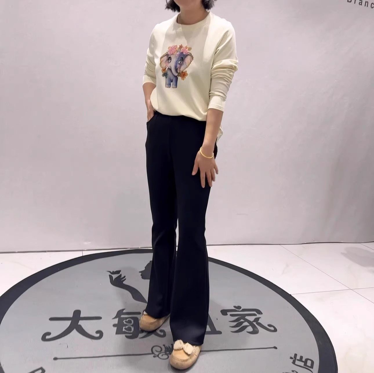 芮娜依莲冬季新款大码加绒女裤潮