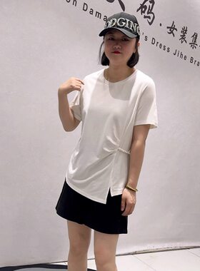 芮娜依莲夏季新款大码收腰短袖衫