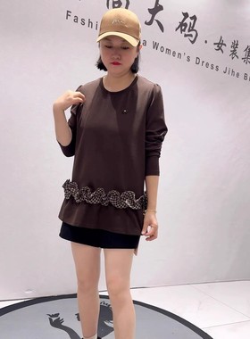 5393芮娜依莲年货新款欧货减龄衫加大码女装胖妹妹气质衫百搭上衣