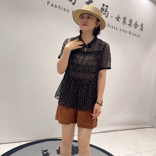 芮娜依莲5148夏季新款欧货短袖衫加大码女装胖妹妹宽松显瘦气质衫