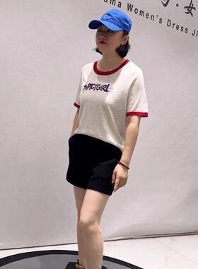 芮娜依莲1771夏季新款欧货圆领针织衫短袖加大码女装胖妹妹衫上衣