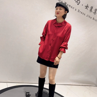 3190针丝缘子汇春季新款一手长衬衫加大女装胖妹妹减龄显瘦打底衫