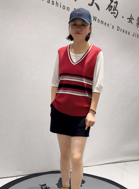 芮娜依莲1507年货春款欧货针织曲珠中袖衫加大码女装胖妹妹衫上衣