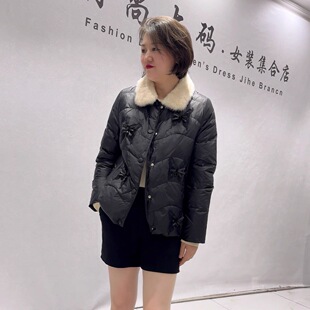 芮娜依莲9858冬季新款欧货羽绒服加大码女装胖妹妹显瘦气质外套女
