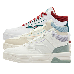 361度板鞋女鞋高帮皮面小白鞋2024冬季时尚潮流361女士运动休闲鞋