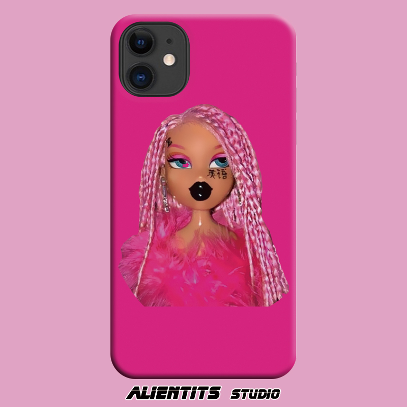 AlienTits原创 粉红复古芭比娃娃少女心适用于苹果安卓定制手机壳