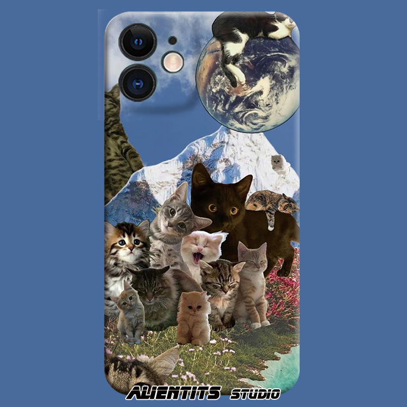 AlienTits猫猫过大年萌宠恶搞波普风趣味拼贴个性创意艺术设计小众防摔适用苹果华为小米安卓定制手机壳