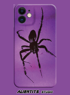 AlienTits暗黑怪趣味蜘蛛紫色防摔创意小众适用于苹果安卓手机壳
