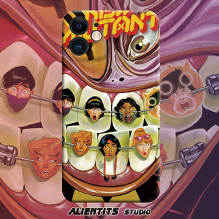 AlienTits原创日系复古cult怪趣味牙缝人生插画奇幻个性 创意艺术设计小众防摔适用苹果华为小米安卓定制手机