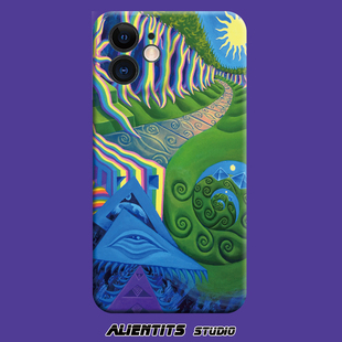 AlienTits创意超现实迷幻波普艺术太阳之眼设计小众复古百搭插画防摔适用苹果安卓手机壳