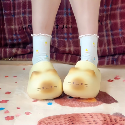 猫咪脚印拖鞋小猫拖鞋防水2025女冬季加绒保暖猫爪印拖鞋棉拖外穿