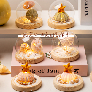 海胆小夜灯diy手工礼物海螺贝壳水母材料包儿童活动装饰创意礼品
