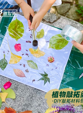植物拓染敲拓染布工具套装材料包团扇帆布包印染拓印明矾固色剂