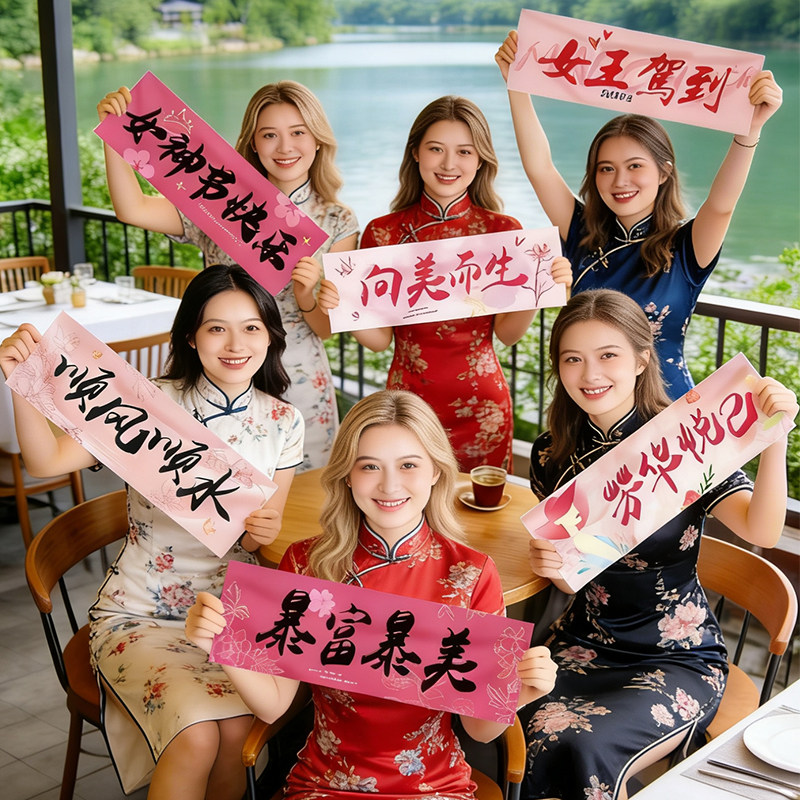 生日聚会条幅气氛拍照横幅手拉旗图片
