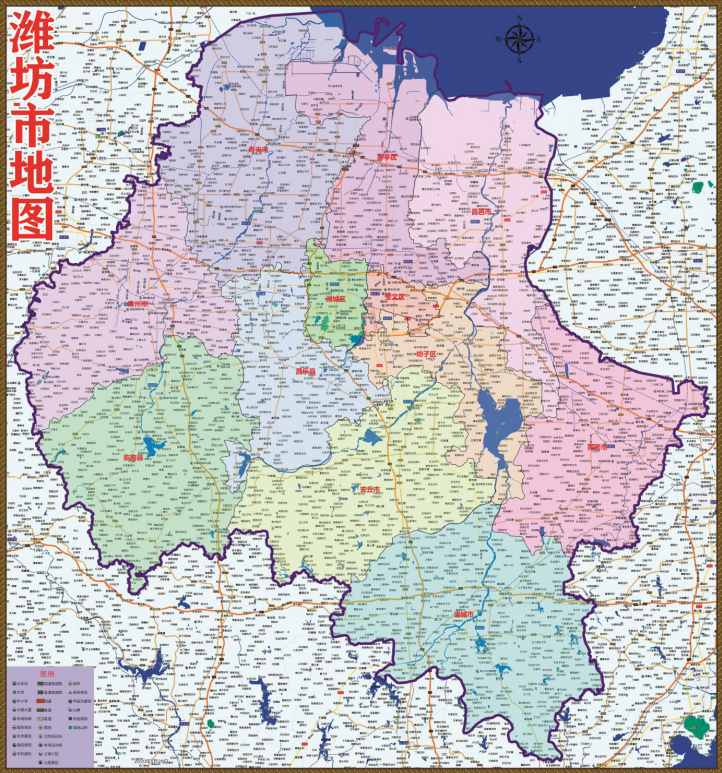 2020山东潍坊百度版地图奎文潍城寒亭坊子青州行政交通旅游乡镇