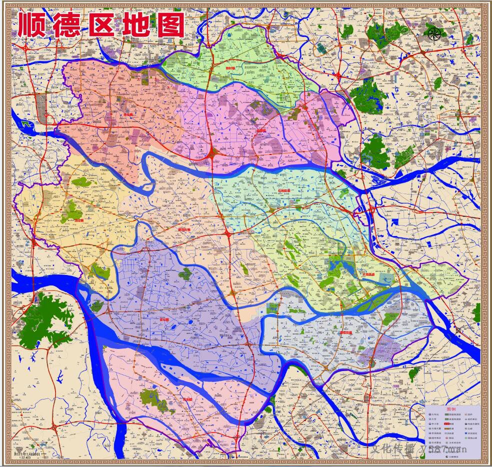 2021年1月广东省佛山市顺德区百度版地图乡镇公路旅游交通行政